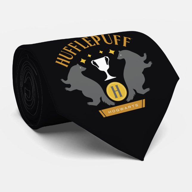 Cravate HUFFLEPUFF™ Badger and Cup House Pride Graphisme (Roulé)