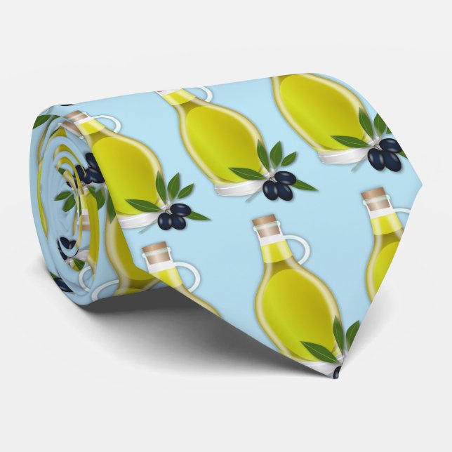 Cravate Huile d'olive grecque avec arrière - plan bleu cla (Roulé)