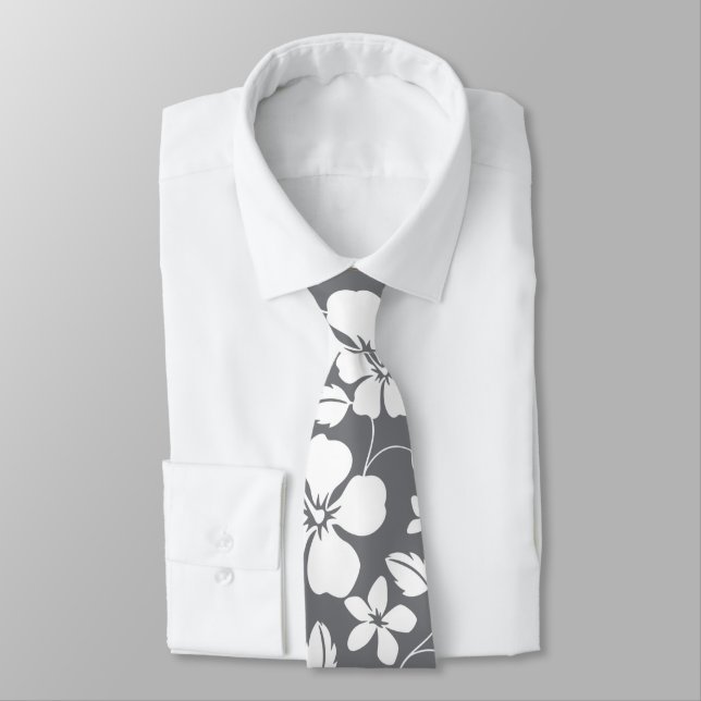 CRAVATE HULA HAWAIIENNE (GRIS) (Attaché)