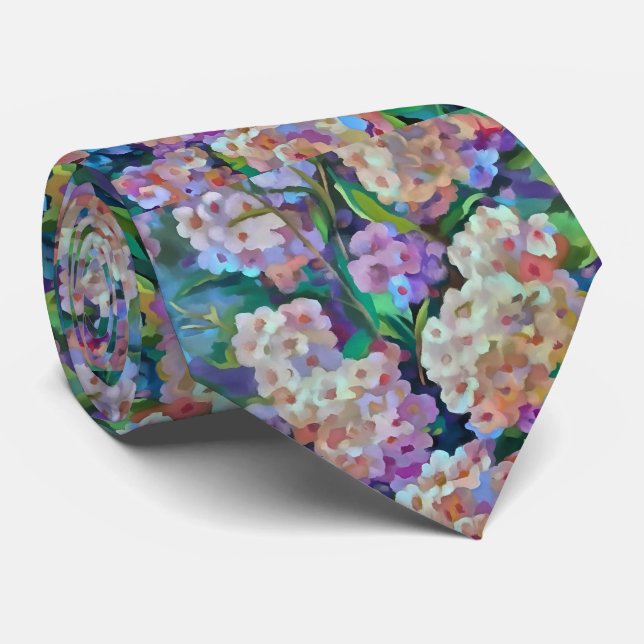 Cravate Hydrangée artistique Hortensia Art Abstrait floral (Roulé)