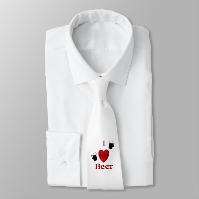 Cravate I Heart Beer Design (Attaché)