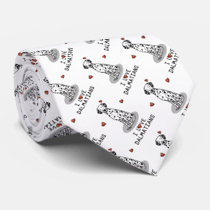 Cravate I Love Dalmatians (noir 1) Coeurs mignons