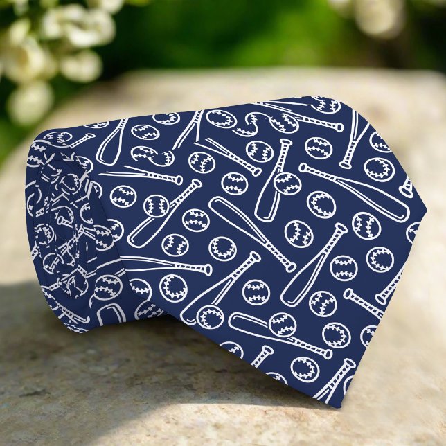 Cravate Icônes De Baseball Sur La Fête des pères Arrière - (Créateur téléchargé)