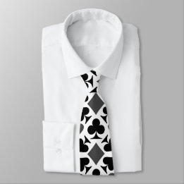 Cravate Icônes De Costume Quatre Cartes Motif Noir Et Blan