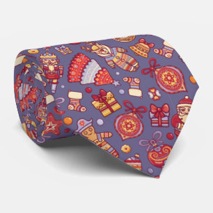 Cravate Icônes de Noël Design avec Nutcracker Père Noë
