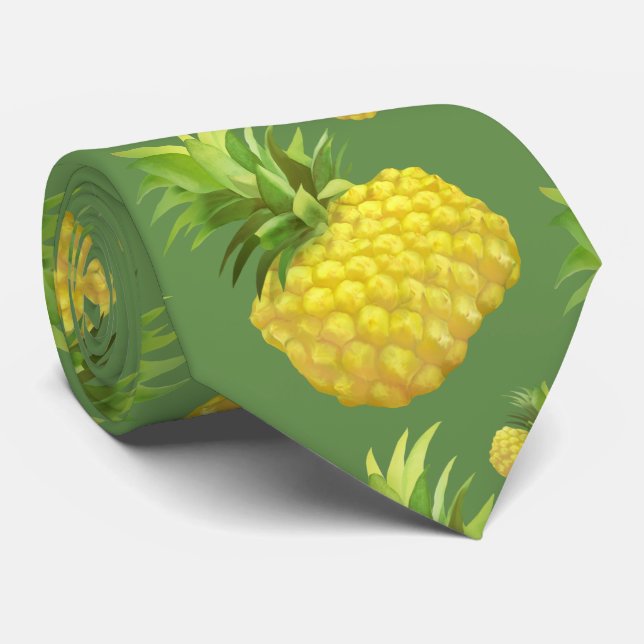Cravate Illustration d'ananas (Roulé)