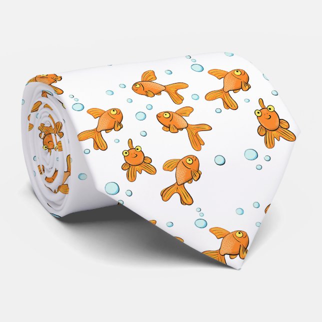 Cravate Illustration de caricature de poisson rouge orange (Roulé)