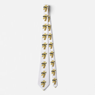 Cravate Illustration de girafe drôle avec lunettes de sole
