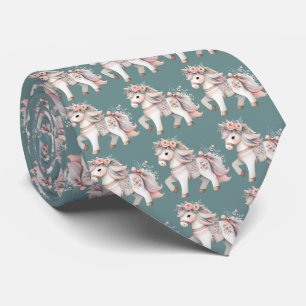 Cravate Illustration de l'Imaginaire Floral Pastel Horse