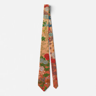 Cravate Illustration de motif de éventail de fleurs japona
