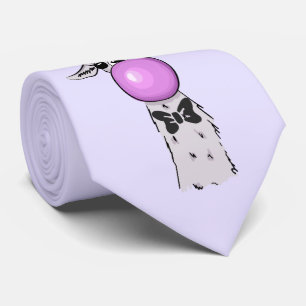 Cravate Illustration drôle de lama soufflant une bulle ros