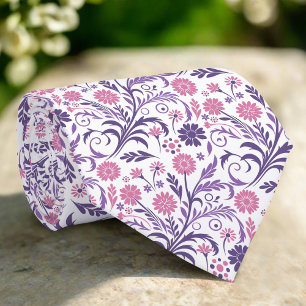 Cravate Illustration Florale Élégante Sur Arrière - plan B