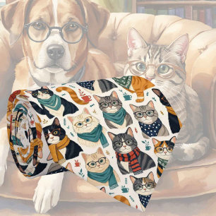 Cravate Illustrations de chat hipster avec lunettes
