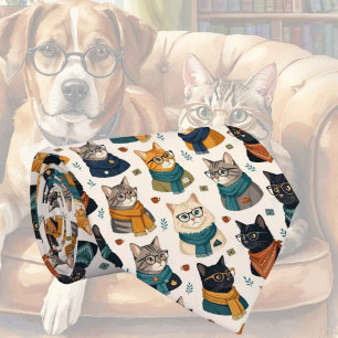 Cravate Illustrations de chat hipster avec lunettes