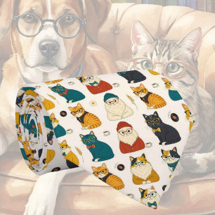Cravate Illustrations de chat hipster avec lunettes