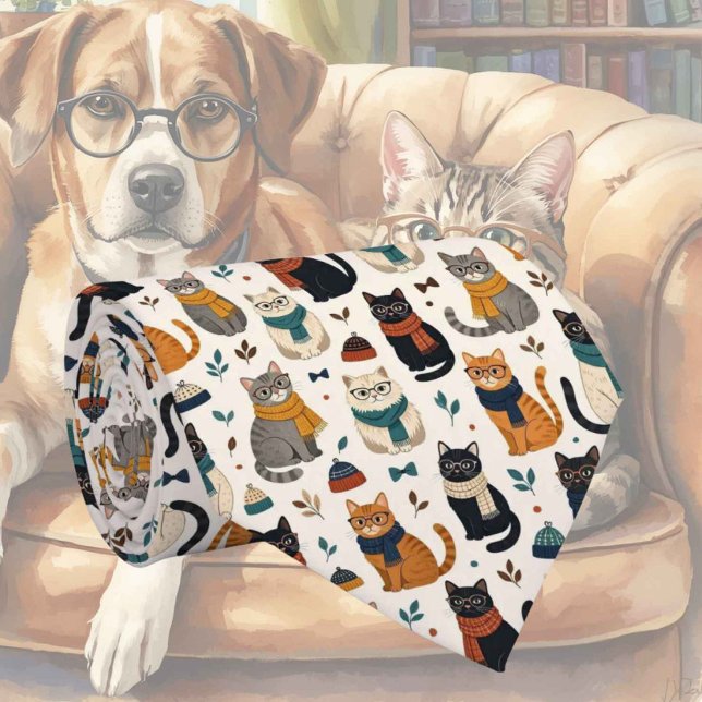 Cravate Illustrations de chat hipster avec lunettes (Créateur téléchargé)