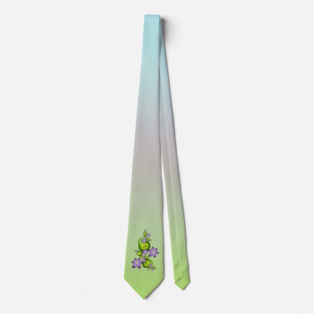 Cravate Imaginaire Floral Fleurs Lilac Formes vertes Fract (Devant)