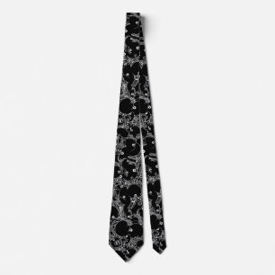 Cravate Imaginaire noir et blanc monstre motif