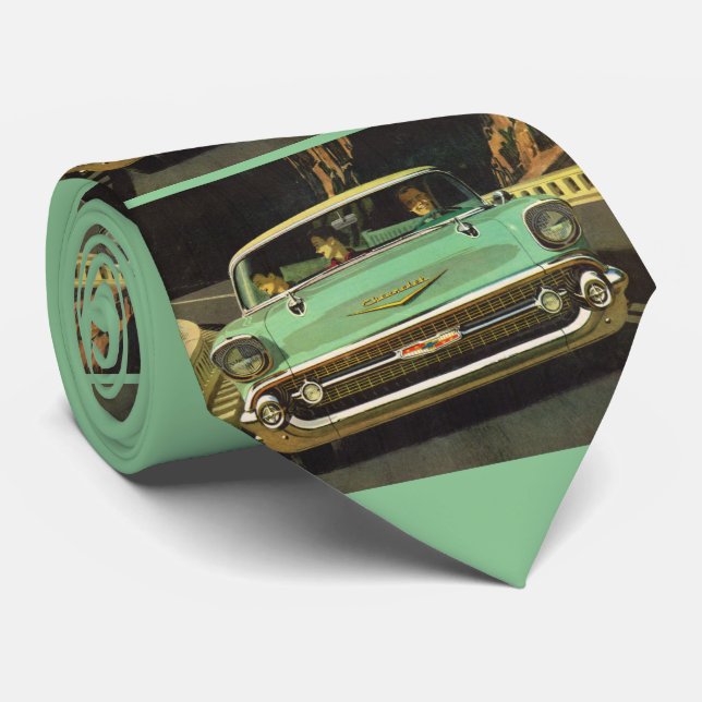 Cravate Impression Chevy Bel Air 1957 (Roulé)