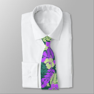 Cravate Impression de chemise Aloha à motif d'hibiscus haw