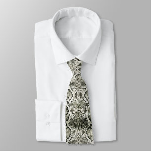 Cravate Impression de serpent blanc