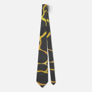 Cravate Impression girafe noire et jaune