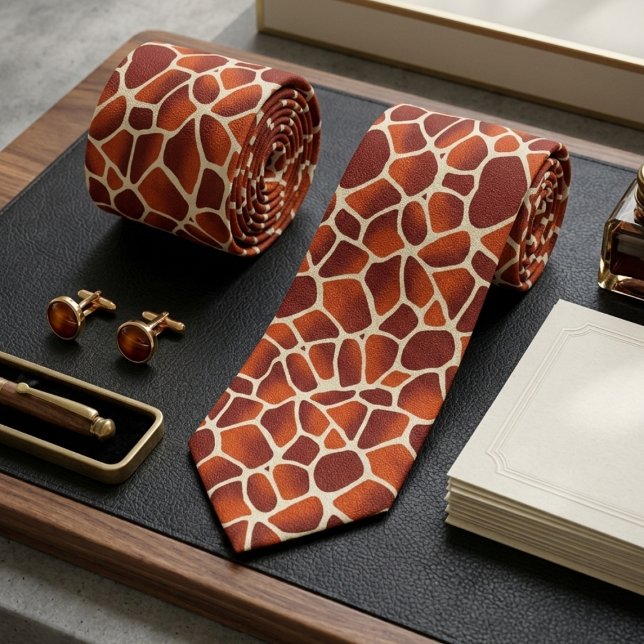 Cravate Impression girafe orange et marron motif animal (Créateur téléchargé)