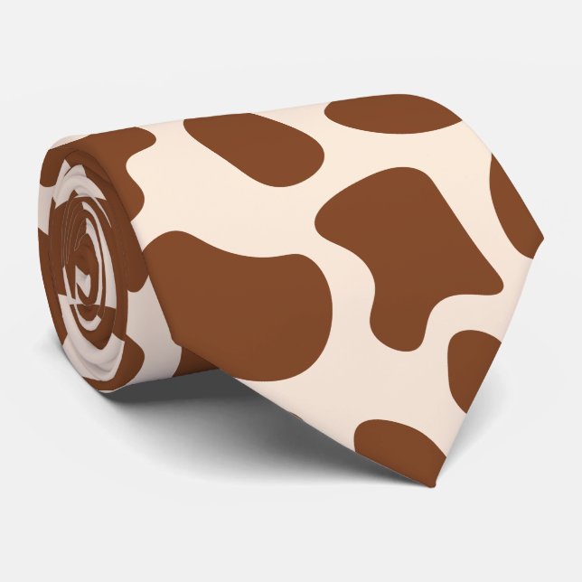 Cravate Impression vache rose et marron (Roulé)