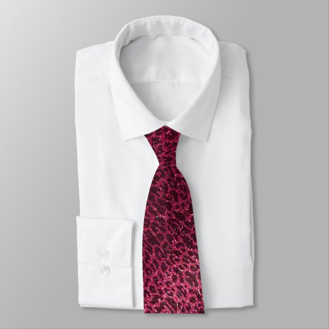 Cravate Imprimé animal professionnel rose chaud pailleté n (Attaché)