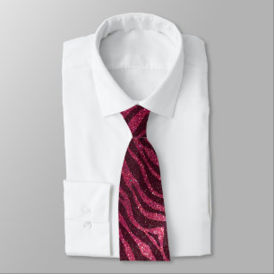 Cravate Imprimé animalier noir rose vif pailleté professio