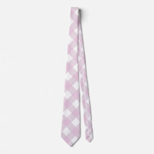 Cravate imprimé carreaux vichy rose pastel blanc à carreau