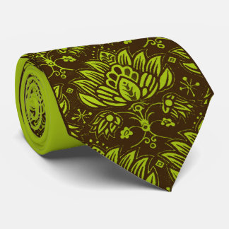 Cravate imprimé floral stylisé vert