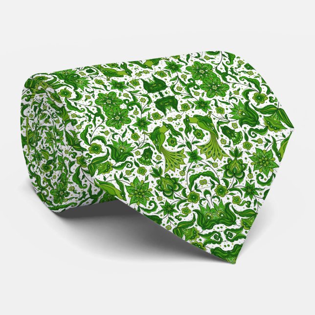 CRAVATE IMPRIMER ART TROPICAL VINTAGE VERT (Roulé)