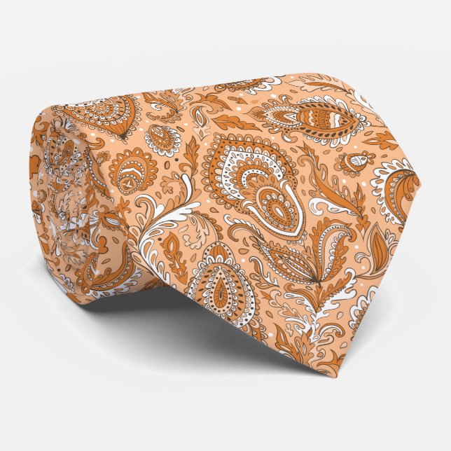 Cravate Indian style paisley floral seamless pattern (Roulé)