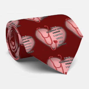 Cravate Infirmière en soins cardiaques du coeur rouge