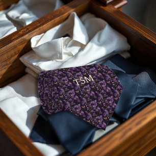 Cravate Initiales de monogramme floral velours violet déco