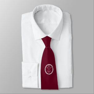 Cravate Initiales de monogramme personnalisées rouge burgu
