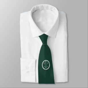 Cravate Initiales de monogramme vert émeraude personnalisé