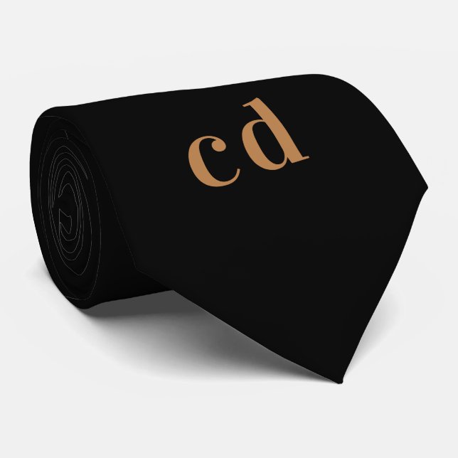 Cravate Initiales en or noir monogramme minimaliste (Roulé)