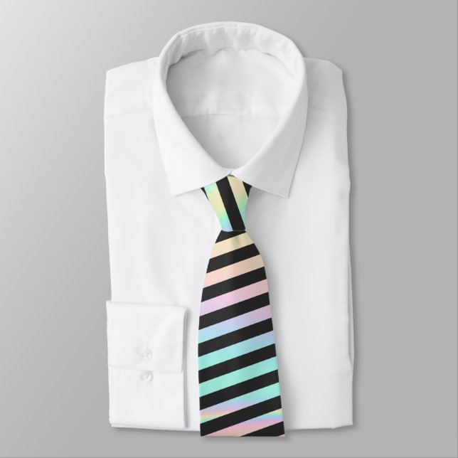 Cravate Iridescente & Black Stripe Groomsmen Fun Fact (Attaché)