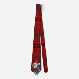 Cravate Irish Wolfhound Dog Red Plaid Christmas