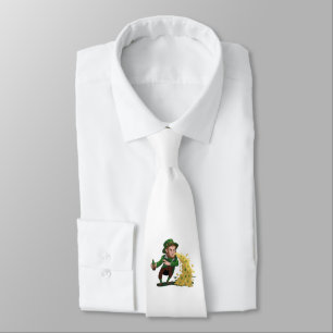 Cravate Irlandais Leprechaun Jetant Des Cookies Chanceux D