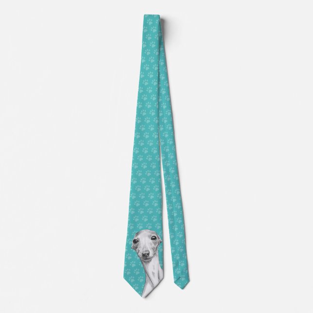 Cravate Italien Greyhound Cute Sketch Empreintes de pattes (Devant)