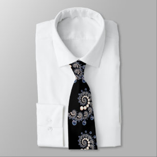 Cravate Ivory and Blue Pearl Spiral Neck Tie