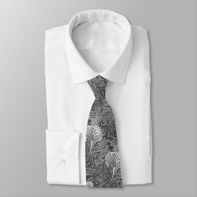 Cravate Jacobine Flower Damask, Grey / Grey and White (Attaché)
