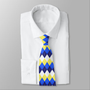 Cravate Jacquard bleu, citron jaune et blanc
