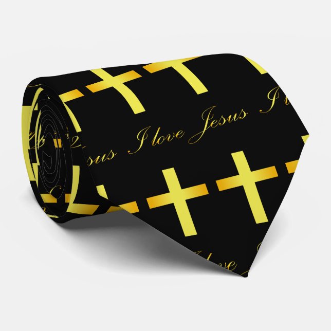 Cravate J'aime Jésus chrétien (Roulé)