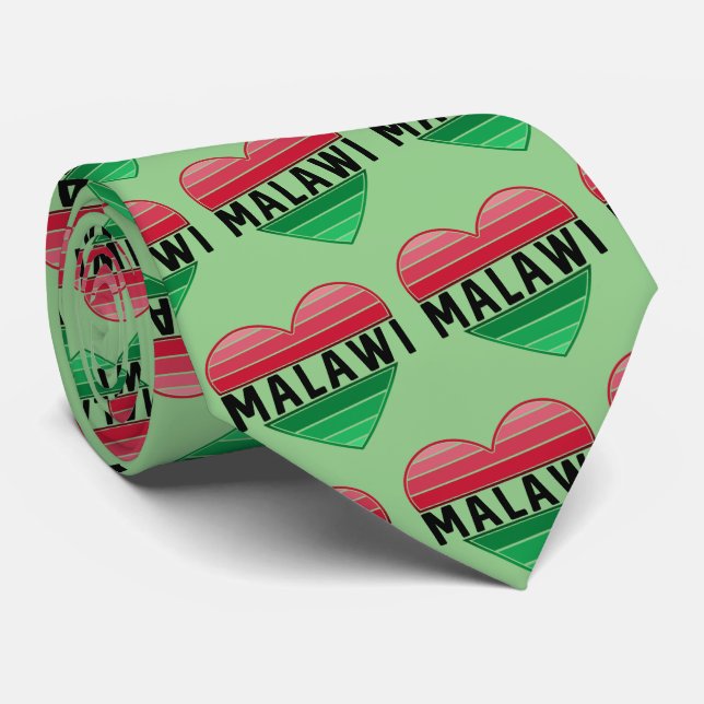 Cravate J'aime le Malawi, le coeur du Malawi (Roulé)
