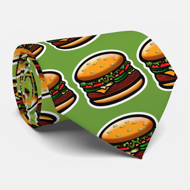 Cravate J'Aime Les Burgers ! (Roulé)