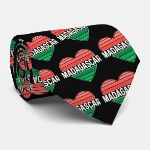 Cravate J'aime Madagascar, coeur malgache
